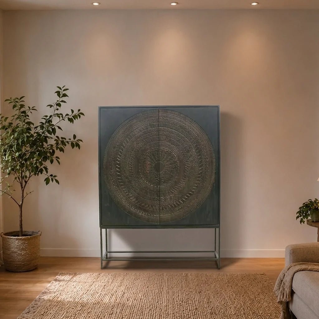 Industrial Wäscheschrank Ethnic schwarz - Das Holländische Möbelhaus