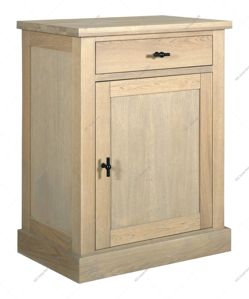 Landhausstil Anrichte Malmö Oak Metal 1 Tür 1 Schublade - rechtsdrehend