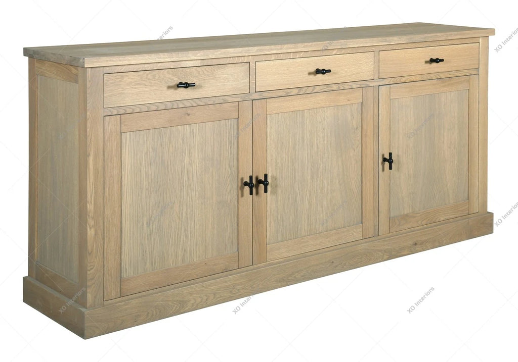 Landhausstil Anrichte Malmö Oak Metal 3 Türen 3 Schubladen