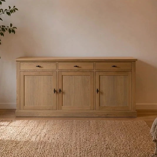 Landhausstil Anrichte Malmö Oak Metal 3 Türen 3 Schubladen - Das Holländische Möbelhaus
