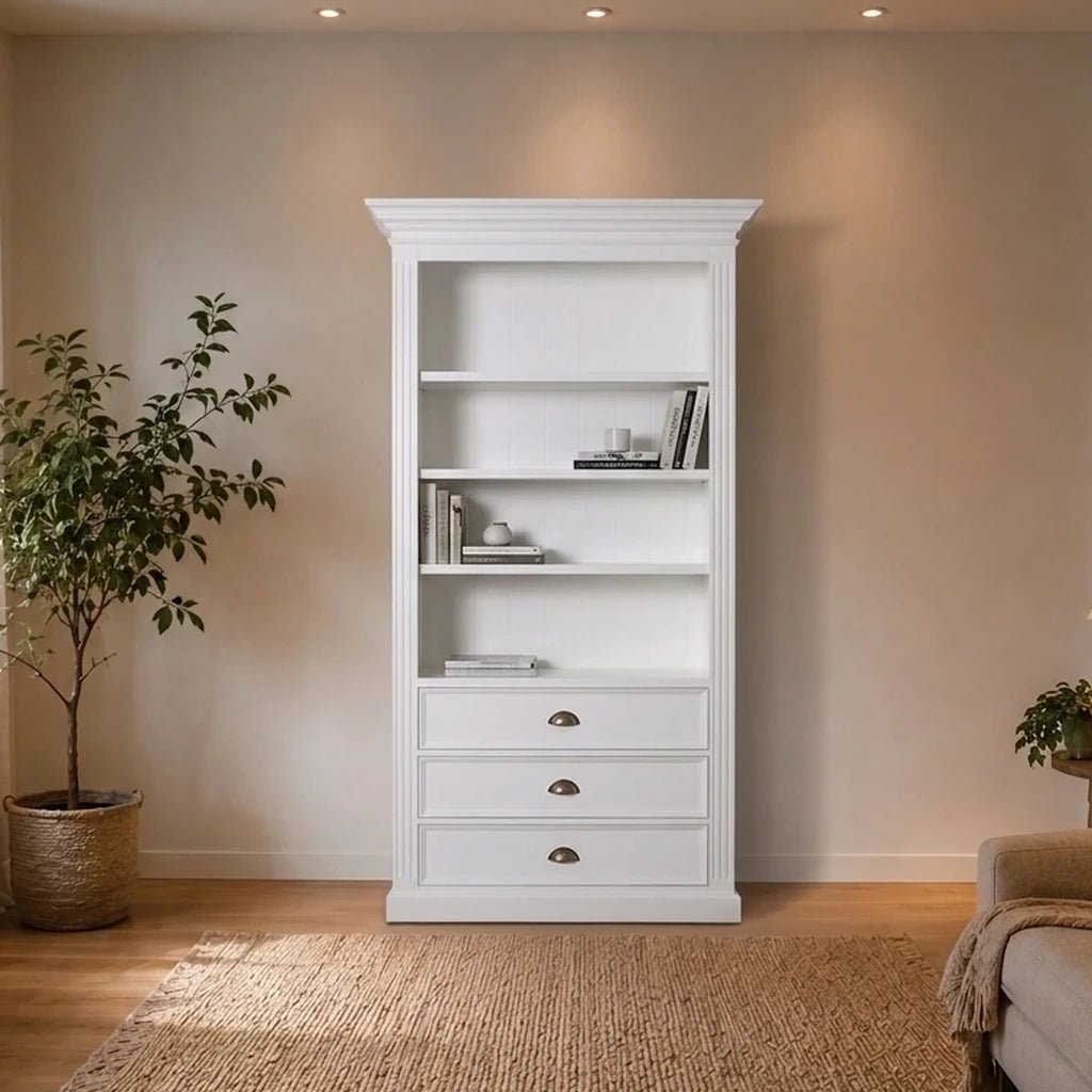 Landhausstil Bücherschrank Chic 3 Schübe - Das Holländische Möbelhaus