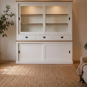 Landhausstil Buffetschrank Kubic Oak 4 Schiebetüren 3 Schübe 200 cm