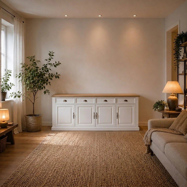 Landhausstil Sideboard Chic Oak 4 Türen 4 Schübe 224 cm - Das Holländische Möbelhaus
