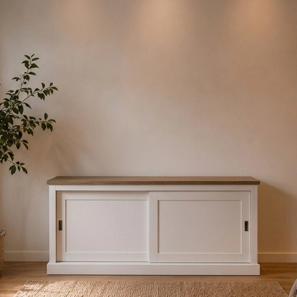 Landhausstil Sideboard Kubic Oak 2 Schiebetüren - Das Holländische Möbelhaus