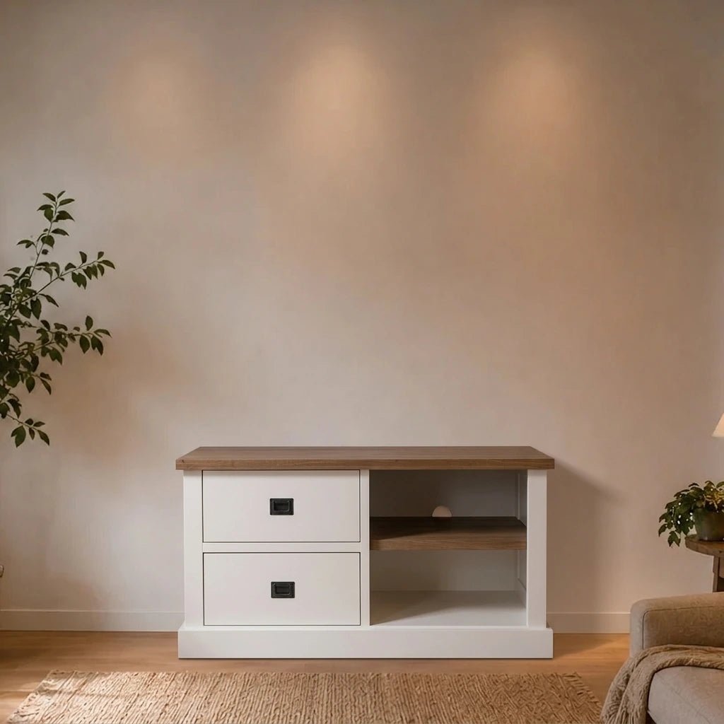 Landhausstil TV Anrichte Kubic Oak 2 Schübe - Das Holländische Möbelhaus
