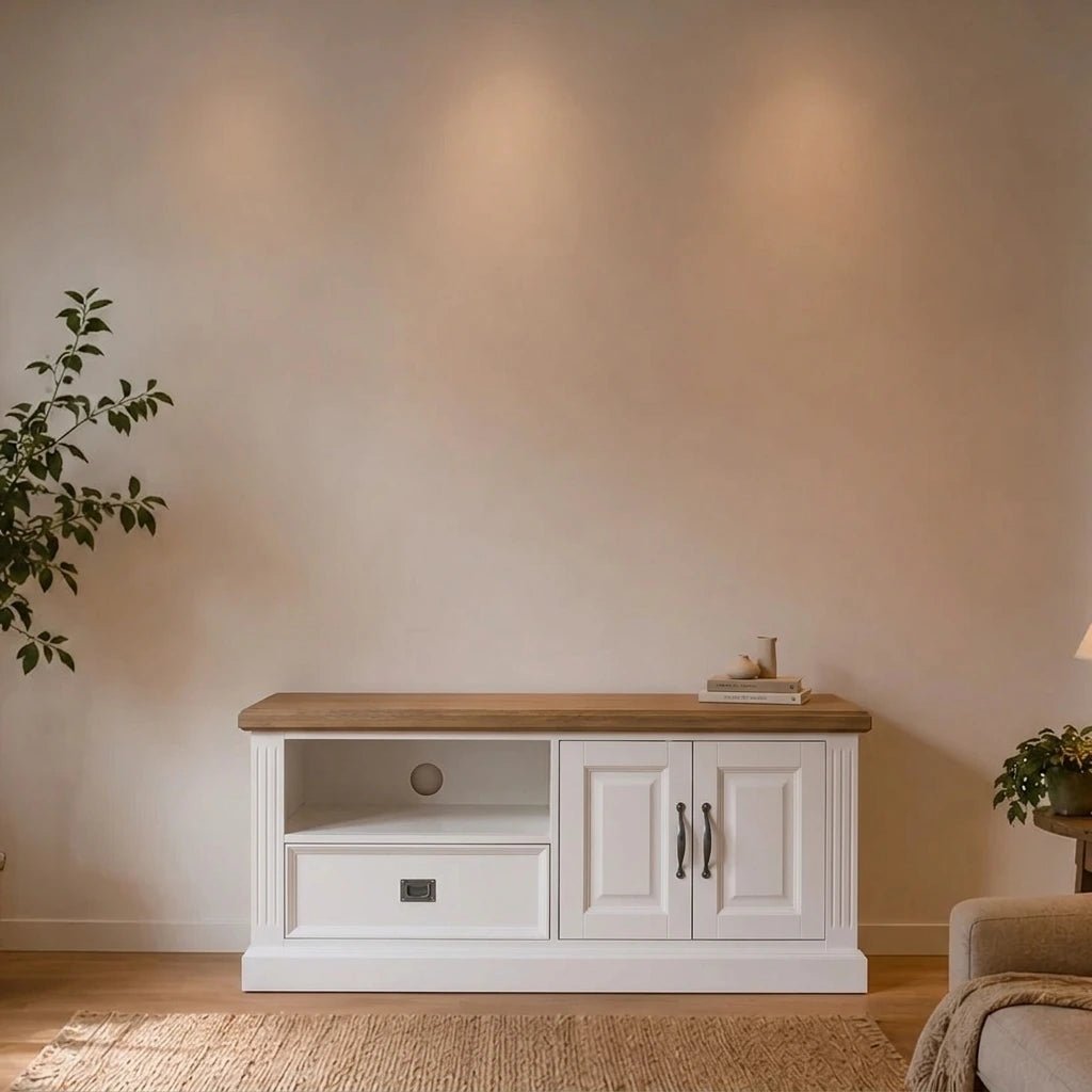 Landhausstil TV Kommode Chic Oak 2 Türen 1 Schub - Das Holländische Möbelhaus