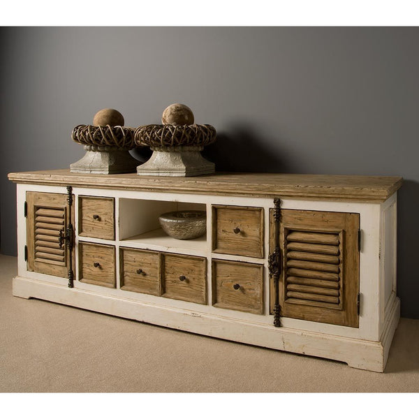 Landhausstil TV Sideboard Amanda 2 Türen 6 Schübe - Das Holländische Möbelhaus