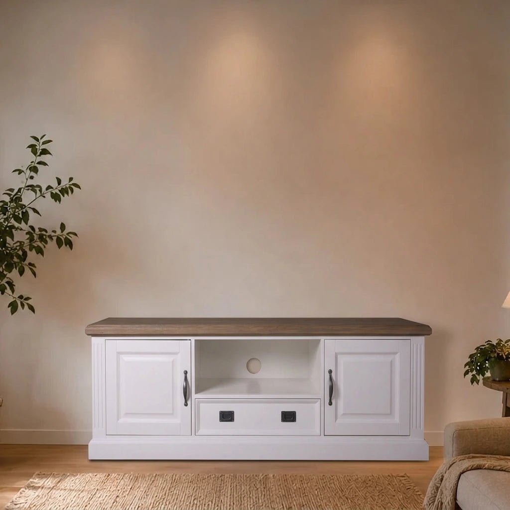 Landhausstil TV Sideboard Chic Oak 2 Türen 1 Schub - Das Holländische Möbelhaus