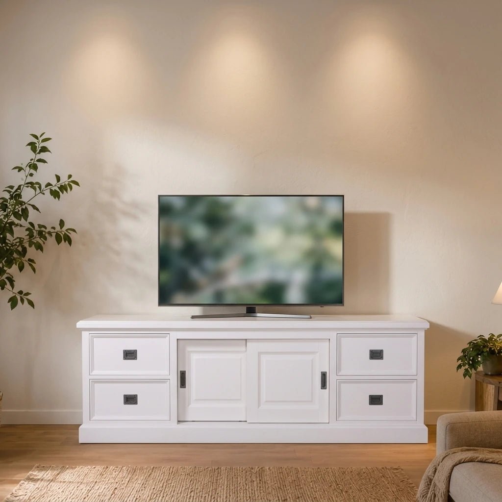 Landhausstil TV Sideboard Eyeglass 2 Schiebetüren 4 Schübe - Das Holländische Möbelhaus