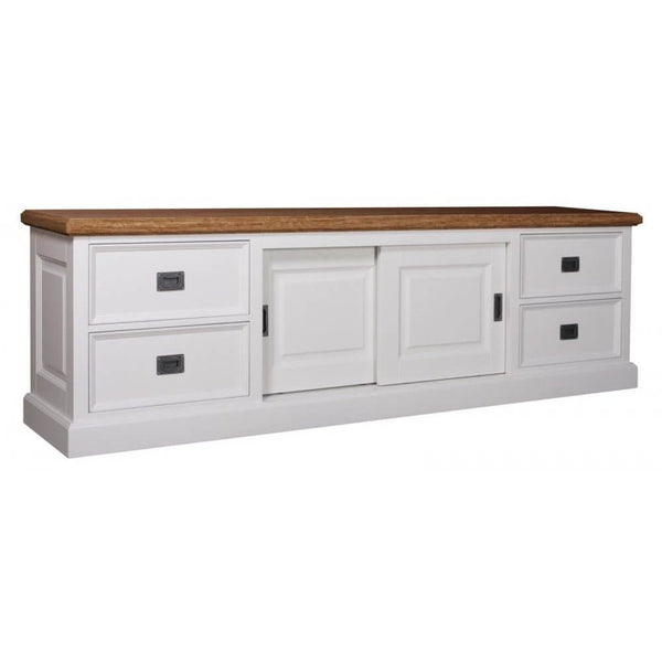 Landhausstil TV Sideboard Eyeglass Oak 2 Schiebetüren 4 Schübe - Das Holländische Möbelhaus