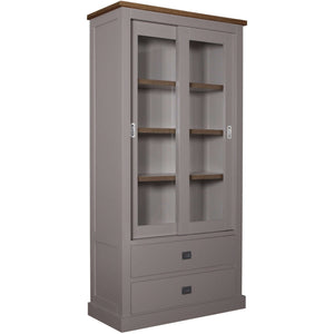 Landhausstil Vitrine Kubic Oak 2 Schiebetüren 2 Schübe