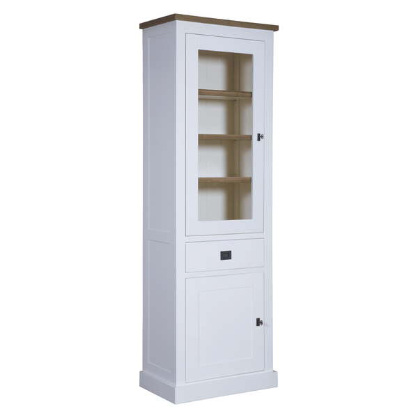 Landhausstil Vitrine Kubic Oak 2 Türen 1 Schub - Das Holländische Möbelhaus