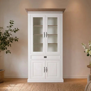 Landhausstil Vitrinenschrank Chic Oak 4 Türen 1 Schub