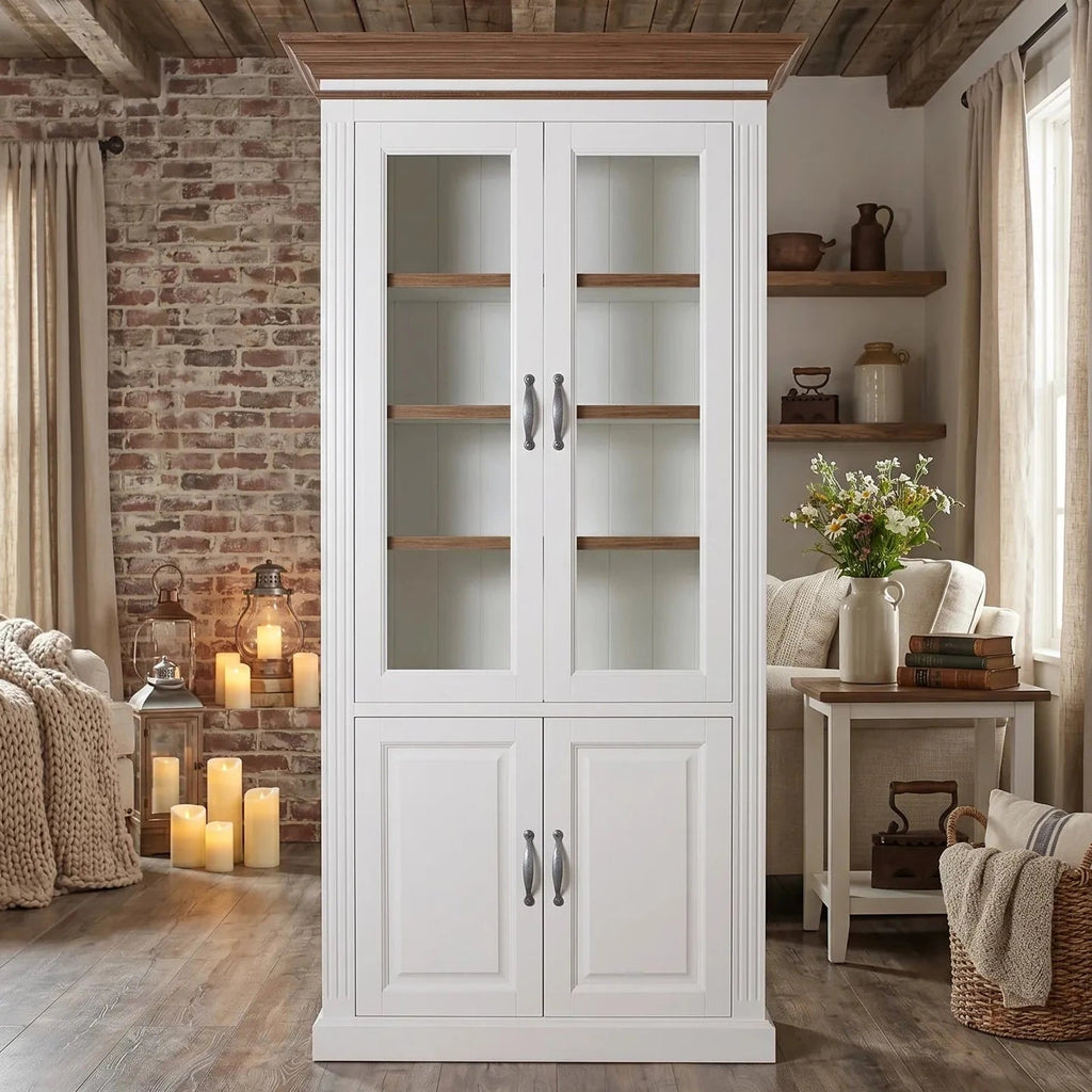 Landhausstil Vitrinenschrank Chic Oak 4 Türen - Das Holländische Möbelhaus
