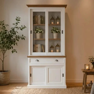 Landhausstil Vitrinenschrank Eyeglass Oak 4 Türen 1 Schub