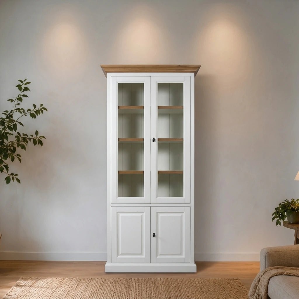 Landhausstil Vitrinenschrank Eyeglass Oak 4 Türen - Das Holländische Möbelhaus