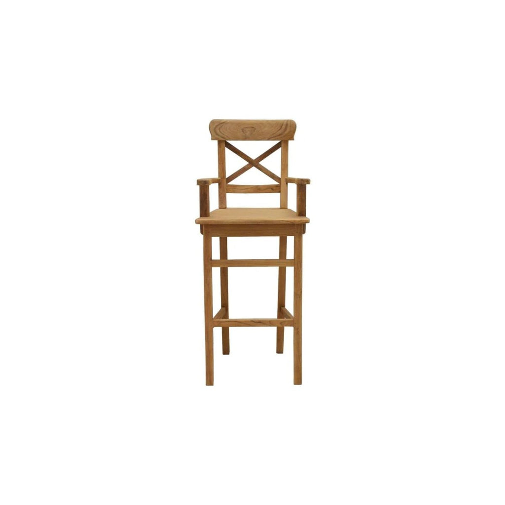 Teak Barhocker Mariotto mit Kreuz und Armlehne - Das Holländische Möbelhaus