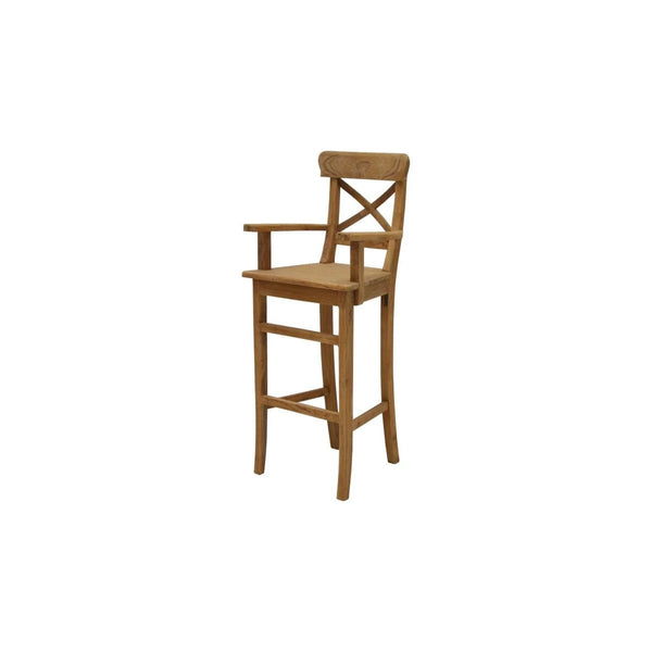 Teak Barhocker Mariotto mit Kreuz und Armlehne - Das Holländische Möbelhaus