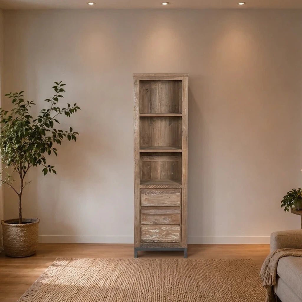 Teak Bücherschrank Venetië 3 Schübe - Das Holländische Möbelhaus
