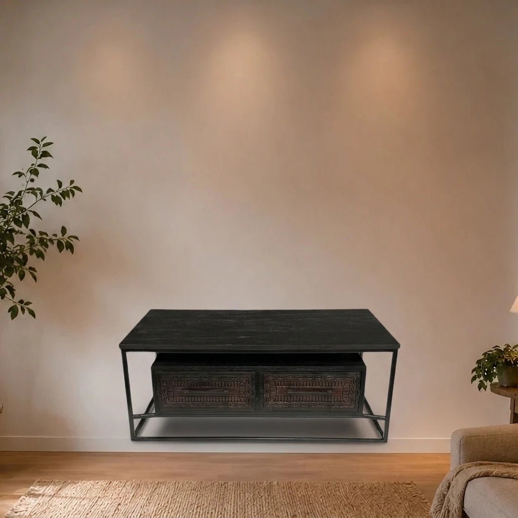 Teak Couchtisch Intan Lative schwarz 120 cm - Das Holländische Möbelhaus