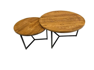 Teak Couchtisch Set Intan rund natur