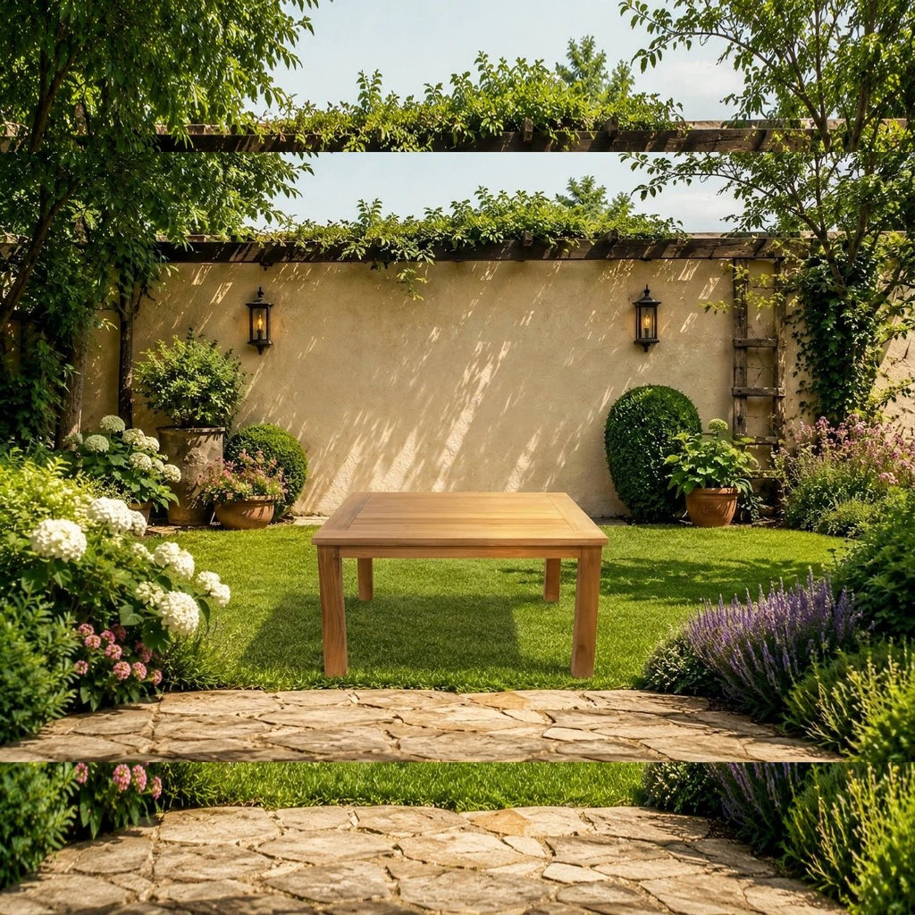 Teak Garten Couchtisch Java 90 - 120 cm - Das Holländische Möbelhaus