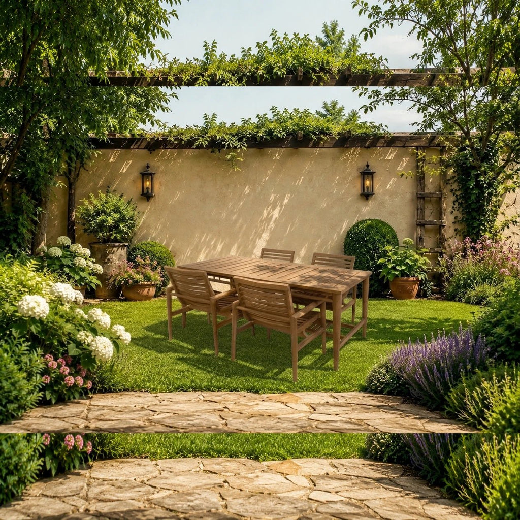 Teak Gartenset Tisch und 4 Stühle Borneo 180 cm - Das Holländische Möbelhaus