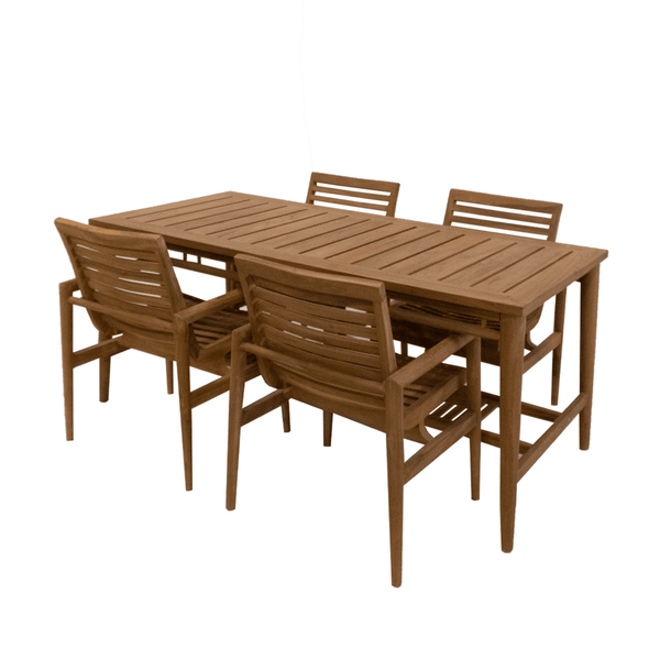 Teak Gartenset Tisch und 4 Stühle Borneo 180 cm - Das Holländische Möbelhaus