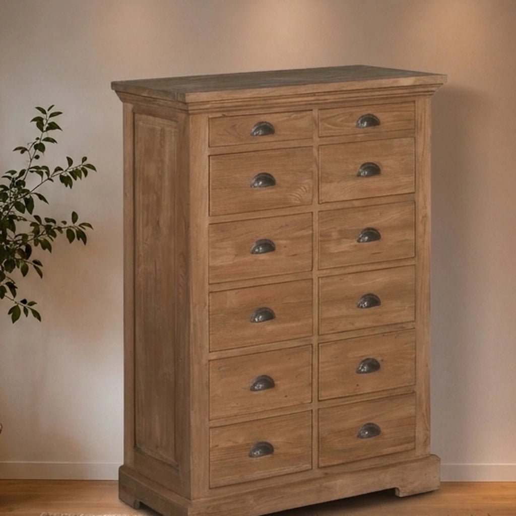Teak Highboard Bologna 14 Schübe - Das Holländische Möbelhaus