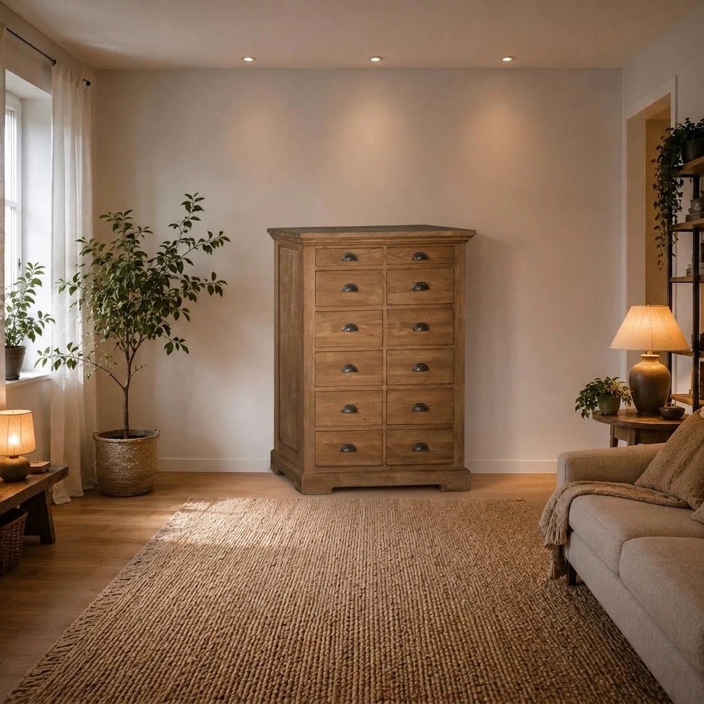 Teak Highboard Bologna 14 Schübe - Das Holländische Möbelhaus