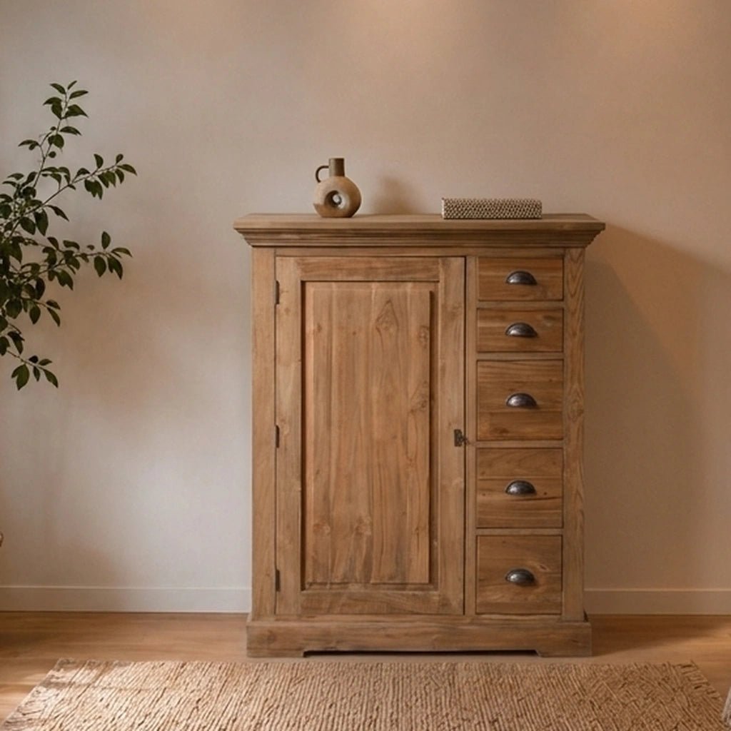 Teak Highboard Bologna 5 Schübe - Das Holländische Möbelhaus