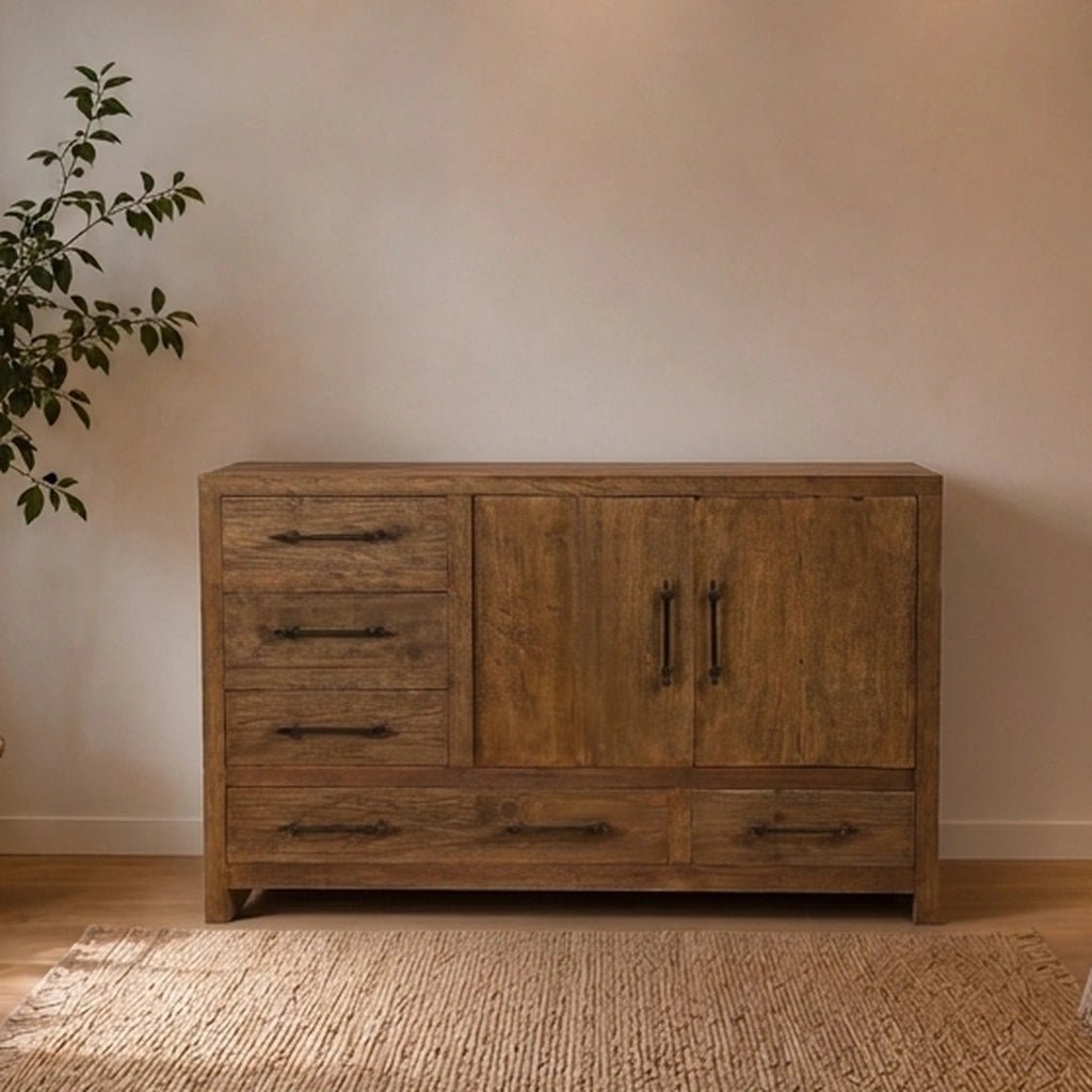 Teak Kommode Balok 2 Türen 5 Schübe - Das Holländische Möbelhaus
