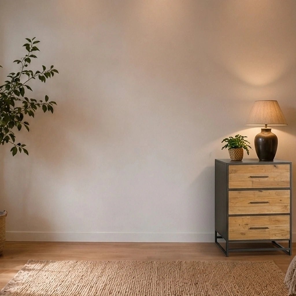 Teak Kommode Felino 3 Schübe 65 cm - Das Holländische Möbelhaus
