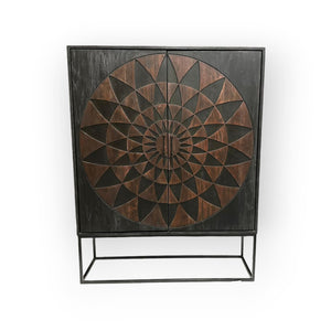 Teak Schrank Intan Petok schwarz 140 cm