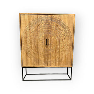 Teak Schrank Intan rund geschnitzt natur 140 cm