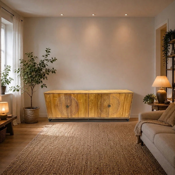 Teak Sideboard Intan Kotak natur 220 cm - Das Holländische Möbelhaus