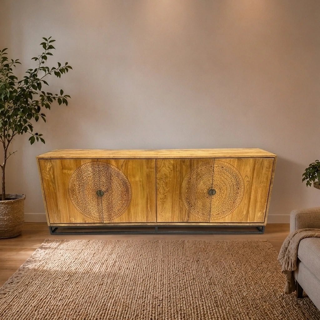 Teak Sideboard Intan Kotak natur 220 cm - Das Holländische Möbelhaus