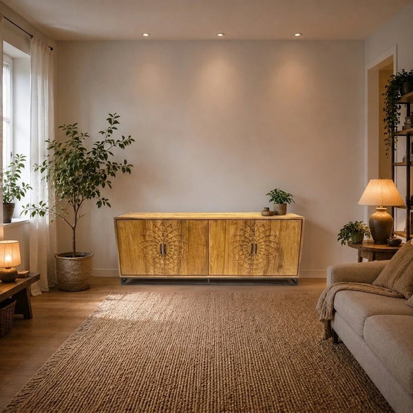Teak Sideboard Intan Petok natur 220 cm - Das Holländische Möbelhaus