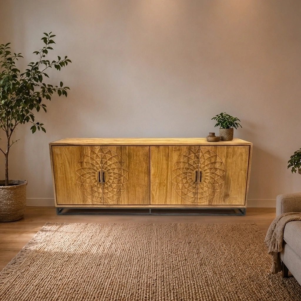 Teak Sideboard Intan Petok natur 220 cm - Das Holländische Möbelhaus