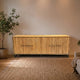 Teak Sideboard Intan Petok natur quadratische Schnitzerei 220 cm - Das Holländische Möbelhaus