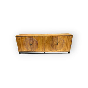 Teak Sideboard Intan Petok natur runde Schnitzerei 220 cm