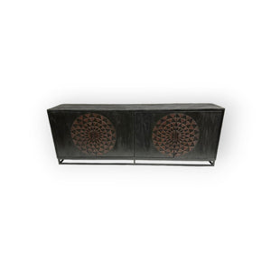 Teak Sideboard Intan Petok schwarz 220 cm