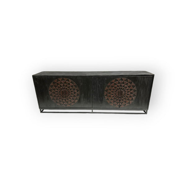 Teak Sideboard Intan Petok schwarz 220 cm - Das Holländische Möbelhaus