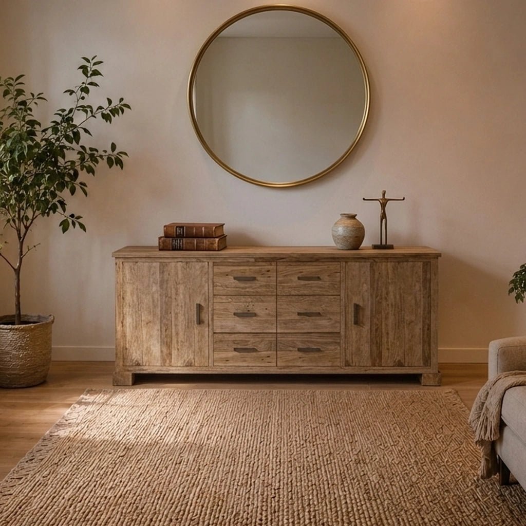 Teak Sideboard Lorenzo 2 Türen 6 Schübe - Das Holländische Möbelhaus