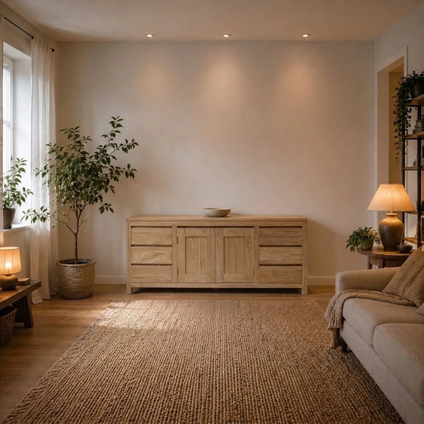 Teak Sideboard Losari 2 Türen 6 Schübe - Das Holländische Möbelhaus