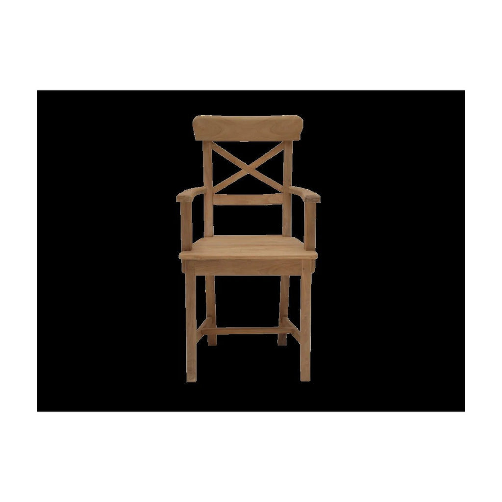 Teak Stuhl Mariotto mit Kreuz und Armlehne - Das Holländische Möbelhaus