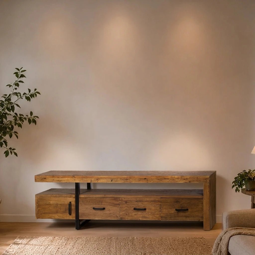 Teak TV Sideboard Balok 240 - Das Holländische Möbelhaus