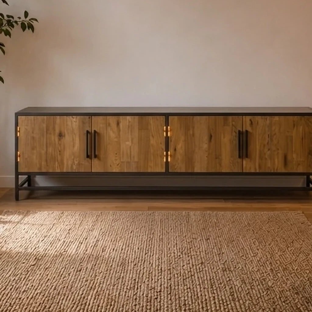 Teak TV Sideboard Felino 4 Türen 200 cm - Das Holländische Möbelhaus