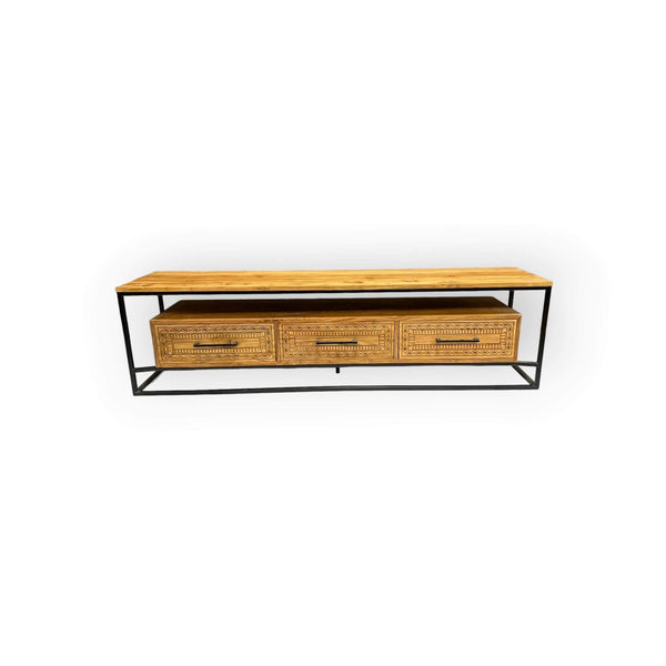 Teak TV Sideboard Intan Lative natur 220 cm - Das Holländische Möbelhaus