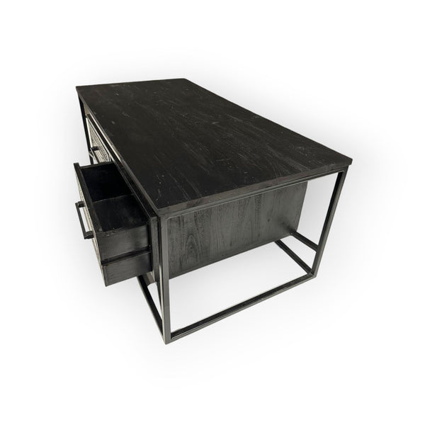 Teak TV Sideboard Intan Lative schwarz 220 cm - Das Holländische Möbelhaus